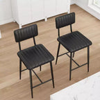 Lot de 2 tabourets de bar robustes, siège en cuir PU épais, dossier ergonomique, repose-pieds, structure métallique supportant 180 kg, facile à nettoyer, pour cuisine ou bar