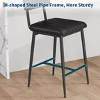 Lot de 2 tabourets de bar robustes, siège en cuir PU épais, dossier ergonomique, repose-pieds, structure métallique supportant 180 kg, facile à nettoyer, pour cuisine ou bar
