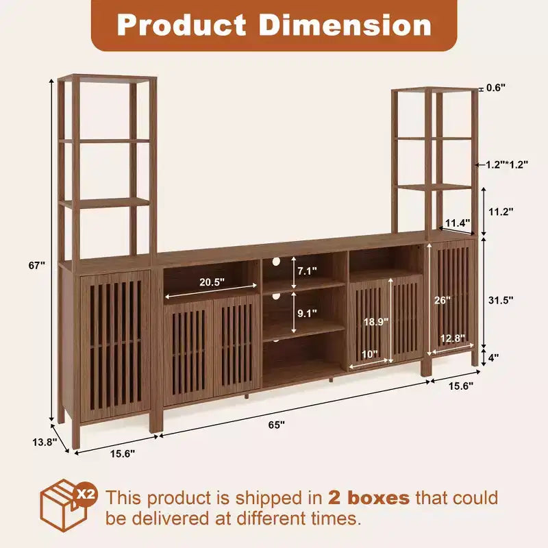 Meuble TV de Ferme avec Étagères, Meuble TV pour Téléviseurs de 70 Pouces, Étagères Réglables, Rangement, pour Salon, Chambre à Coucher