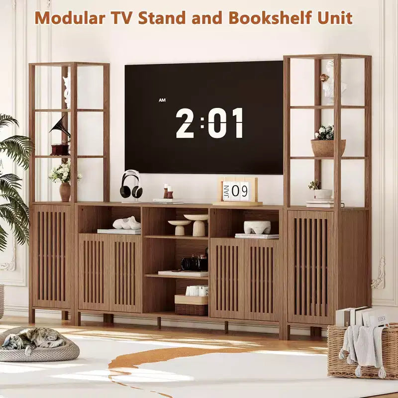 Meuble TV de Ferme avec Étagères, Meuble TV pour Téléviseurs de 70 Pouces, Étagères Réglables, Rangement, pour Salon, Chambre à Coucher