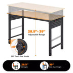 Établi réglable, établi d'une capacité de charge de 2000 lb, table de travail mobile avec roulettes verrouillables, plage de réglage de la hauteur, pour garage, atelier