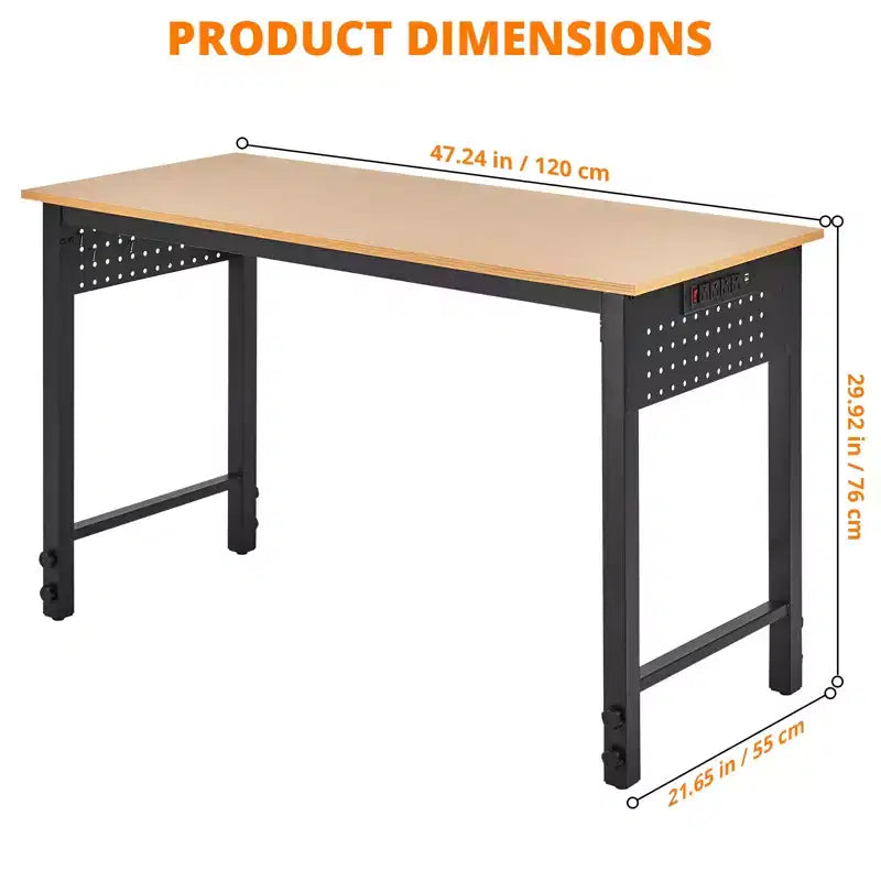 Établi réglable, établi d'une capacité de charge de 2000 lb, table de travail mobile avec roulettes verrouillables, plage de réglage de la hauteur, pour garage, atelier
