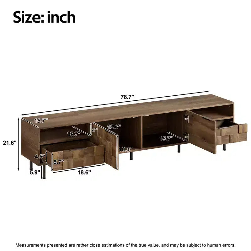 Meuble TV GDFStudio Amiri Mid Century Moderne avec 2 tiroirs et passe-câbles