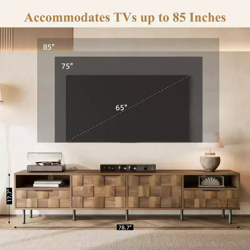 Meuble TV GDFStudio Amiri Mid Century Moderne avec 2 tiroirs et passe-câbles