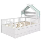 GDFStudio Sanders Lit cabane en bois avec lit gigogne et tissu