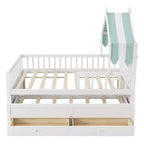GDFStudio Sanders Lit cabane en bois avec lit gigogne et tissu