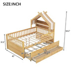 GDFStudio Sanders Lit cabane en bois avec lit gigogne et tissu