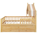 GDFStudio Sanders Lit cabane en bois avec lit gigogne et tissu