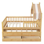 GDFStudio Sanders Lit cabane en bois avec lit gigogne et tissu