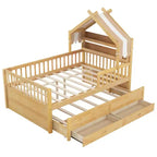 GDFStudio Sanders Lit cabane en bois avec lit gigogne et tissu