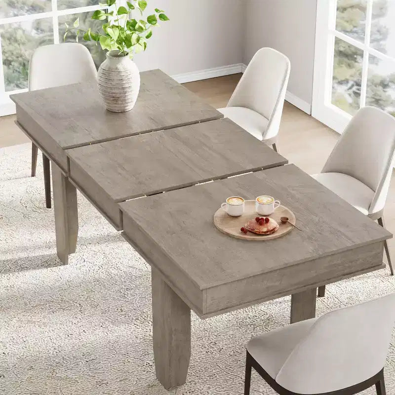Table de salle à manger extensible avec cadre en bois robuste pour la salle à manger, la cuisine