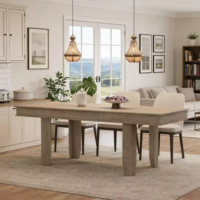 Table de salle à manger extensible avec cadre en bois robuste pour la salle à manger, la cuisine