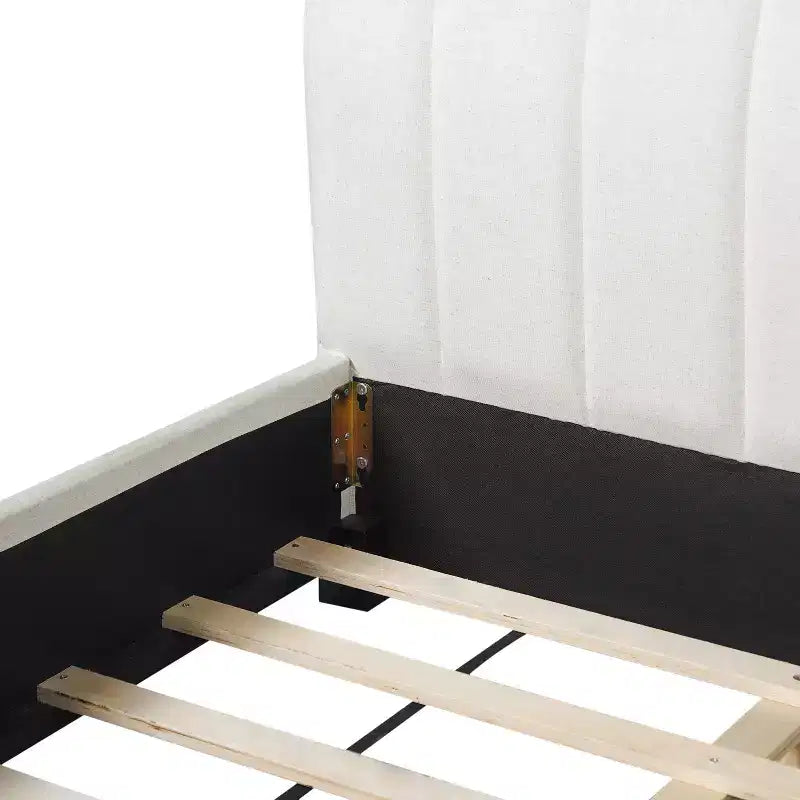 Cadre de lit plateforme capitonné King Size avec tête de lit rembourrée épaisse et douce, Beige - ModernLuxe