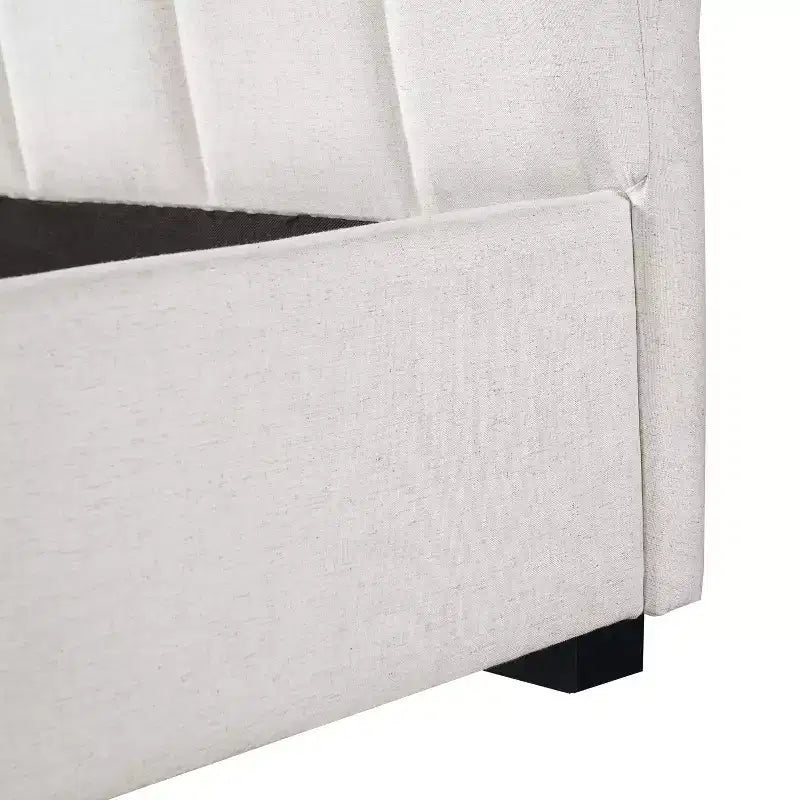 Cadre de lit plateforme capitonné King Size avec tête de lit rembourrée épaisse et douce, Beige - ModernLuxe