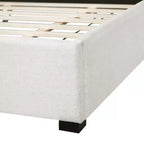 Cadre de lit plateforme capitonné King Size avec tête de lit rembourrée épaisse et douce, Beige - ModernLuxe