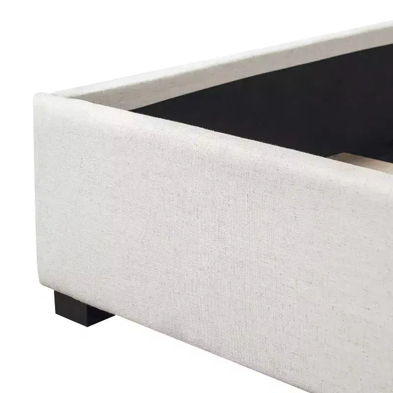 Cadre de lit plateforme capitonné King Size avec tête de lit rembourrée épaisse et douce, Beige - ModernLuxe