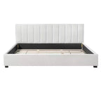 Cadre de lit plateforme capitonné King Size avec tête de lit rembourrée épaisse et douce, Beige - ModernLuxe