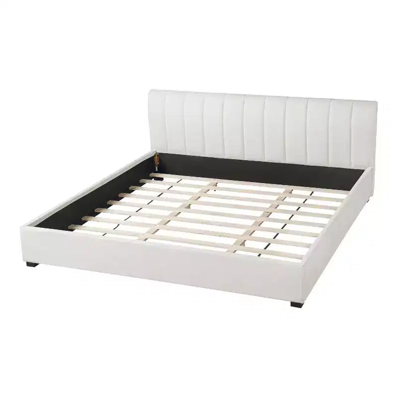 Cadre de lit plateforme capitonné King Size avec tête de lit rembourrée épaisse et douce, Beige - ModernLuxe