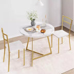 2-Person Round Kitchen Table Set  Modern Dining Table with 2 Chairs, Metal Frame  for Small Spaces, Apartment