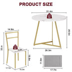 Ensemble table de cuisine ronde pour 2 personnes - Table à manger moderne avec 2 chaises, cadre en métal pour petits espaces, appartement