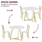 Ensemble table de cuisine ronde pour 2 personnes - Table à manger moderne avec 2 chaises, cadre en métal pour petits espaces, appartement