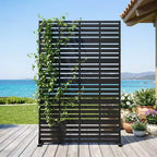 Paravent d'extérieur Dovelina 72H x 47W en métal, panneaux de clôture autoportants noirs pour jardin, terrasse, cour
