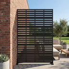Paravent d'extérieur Dovelina 72H x 47W en métal, panneaux de clôture autoportants noirs pour jardin, terrasse, cour