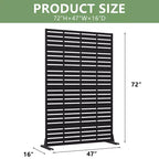 Paravent d'extérieur Dovelina 72H x 47W en métal, panneaux de clôture autoportants noirs pour jardin, terrasse, cour