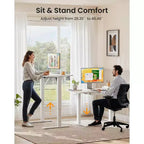 Bureau électrique debout ErGear avec tiroirs, bureau réglable en hauteur 48x24 avec 4 préréglages, table d'ordinateur pour bureau à domicile, blanc