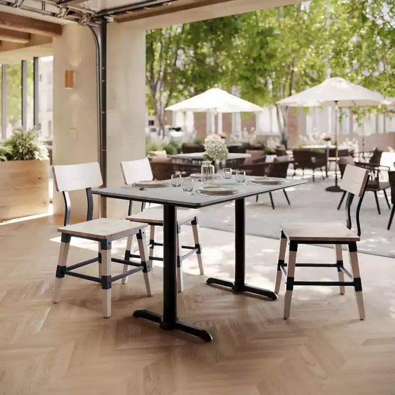 Plateau de table Flash Furniture Acadia avec technologie HPL TopGuard et pied en X à hauteur de table