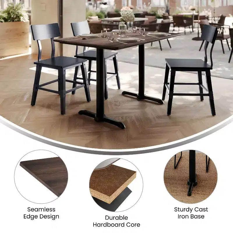 Plateau de table Flash Furniture Acadia avec technologie HPL TopGuard et pied en X à hauteur de table