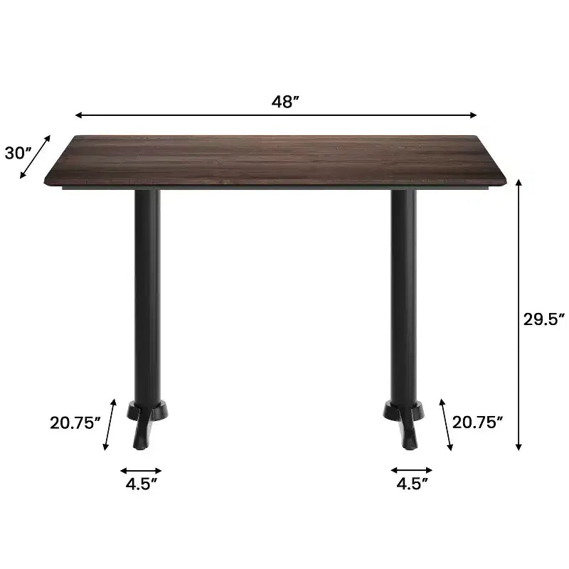 Plateau de table Flash Furniture Acadia avec technologie HPL TopGuard et pied en X à hauteur de table