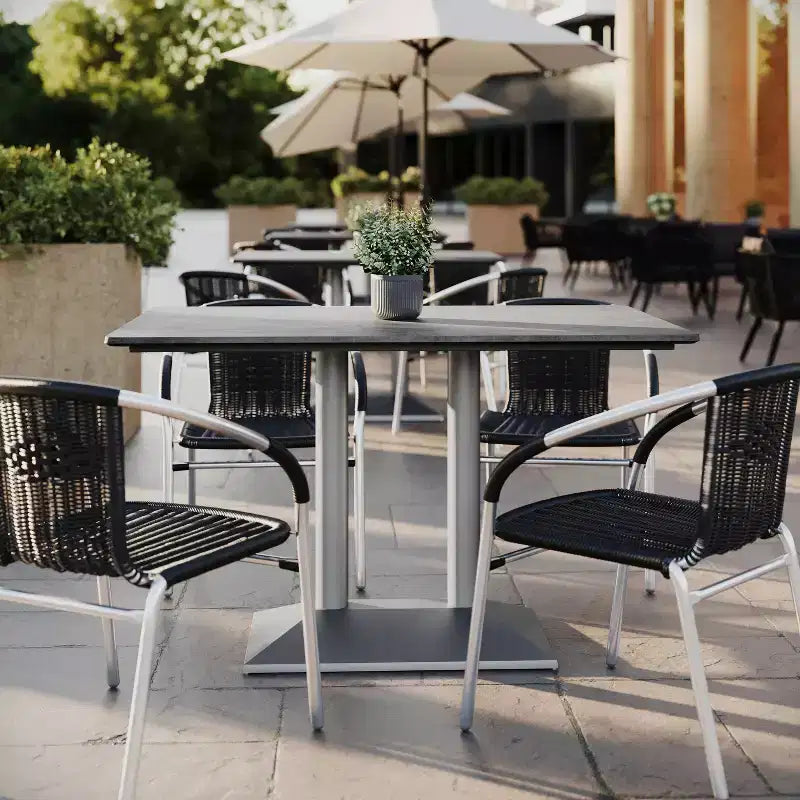Plateau de table d'intérieur/extérieur Flash Furniture Acadia avec technologie HPL TopGuard et base de table de bistro en fonte