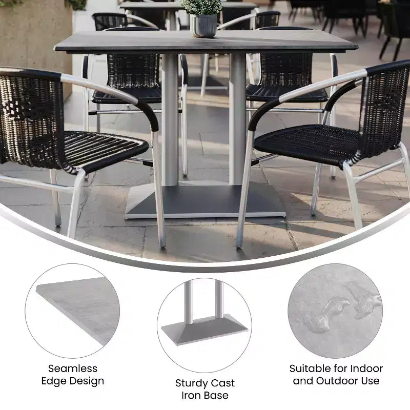 Plateau de table d'intérieur/extérieur Flash Furniture Acadia avec technologie HPL TopGuard et base de table de bistro en fonte
