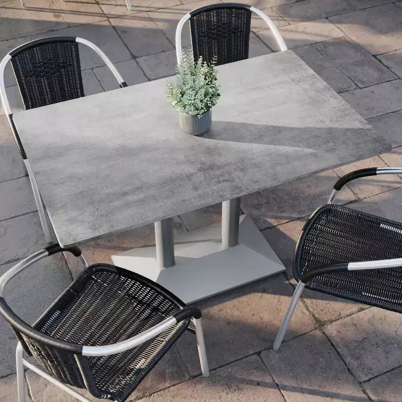 Plateau de table d'intérieur/extérieur Flash Furniture Acadia avec technologie HPL TopGuard et base de table de bistro en fonte