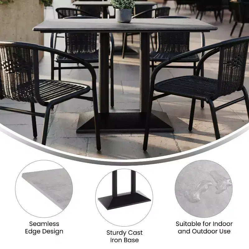 Plateau de table d'intérieur/extérieur Flash Furniture Acadia avec technologie HPL TopGuard et base de table de bistro en fonte
