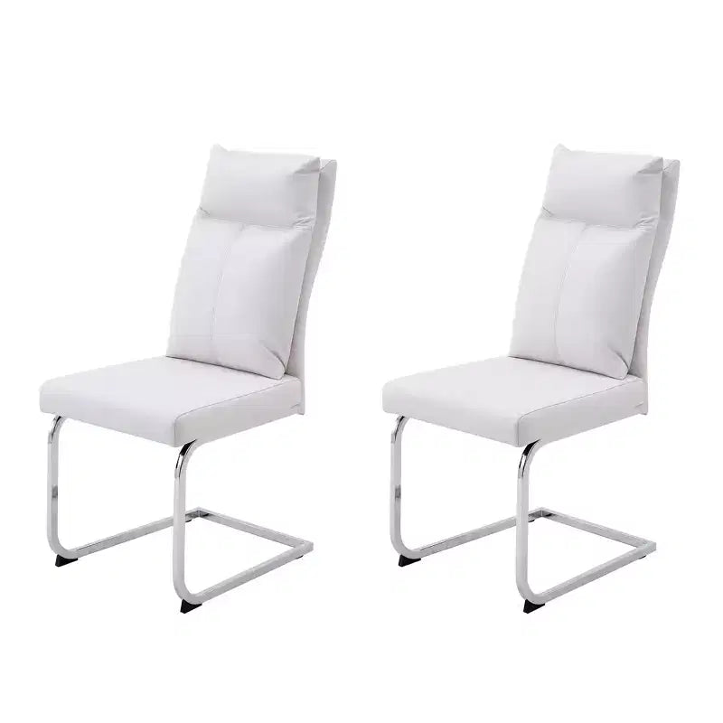 GDFStudio Olaf Chaise de salle à manger moderne en similicuir avec piètement chromé en forme de C (Lot de 2)