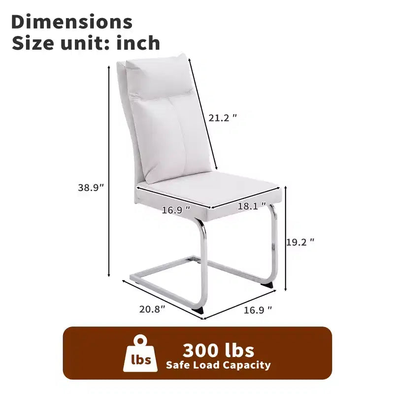 GDFStudio Olaf Chaise de salle à manger moderne en similicuir avec piètement chromé en forme de C (Lot de 2)