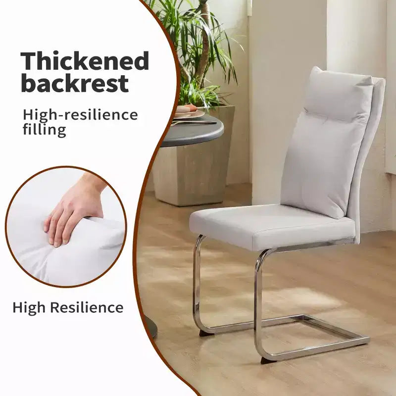 GDFStudio Olaf Chaise de salle à manger moderne en similicuir avec piètement chromé en forme de C (Lot de 2)