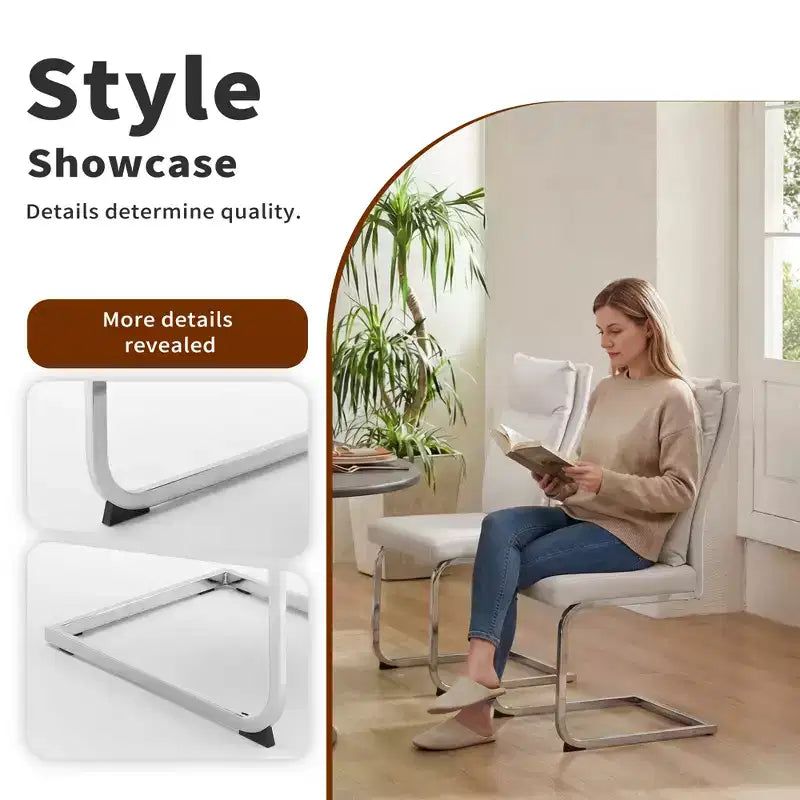 GDFStudio Olaf Chaise de salle à manger moderne en similicuir avec piètement chromé en forme de C (Lot de 2)