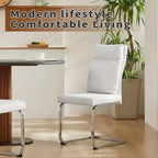 GDFStudio Olaf Chaise de salle à manger moderne en similicuir avec piètement chromé en forme de C (Lot de 2)