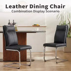GDFStudio Olaf Chaise de salle à manger moderne en similicuir avec piètement chromé en forme de C (Lot de 2)