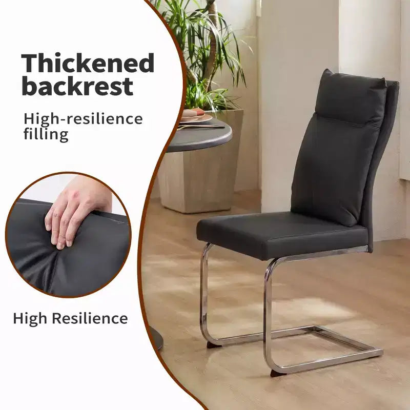 GDFStudio Olaf Chaise de salle à manger moderne en similicuir avec piètement chromé en forme de C (Lot de 2)