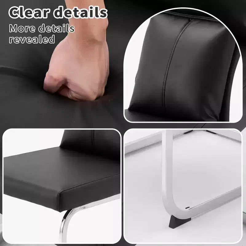 GDFStudio Olaf Chaise de salle à manger moderne en similicuir avec piètement chromé en forme de C (Lot de 2)