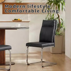GDFStudio Olaf Chaise de salle à manger moderne en similicuir avec piètement chromé en forme de C (Lot de 2)
