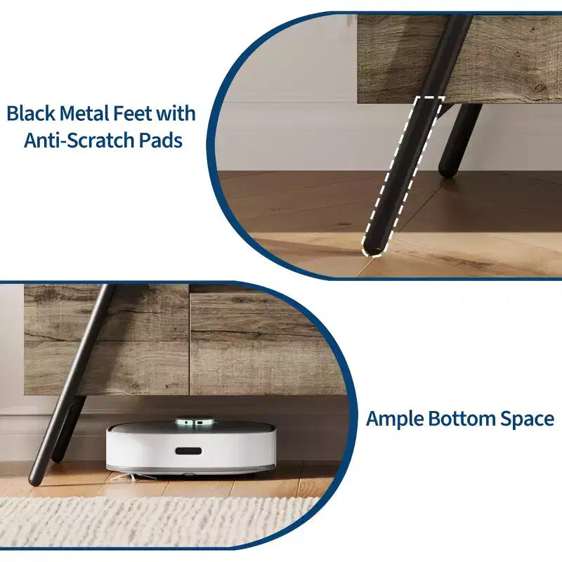 Meuble TV jusqu'à 60 pouces, Meuble TV moderne avec tiroirs de rangement et pieds en métal en forme de U, Console multimédia pour salon