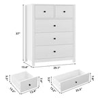 Commode en chêne naturel pour chambre à coucher, commode à 5 tiroirs profonds, commode double moderne en bois pour chambre d'enfant, entrée, couloir