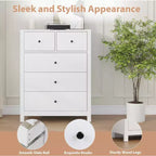 Commode en chêne naturel pour chambre à coucher, commode à 5 tiroirs profonds, commode double moderne en bois pour chambre d'enfant, entrée, couloir
