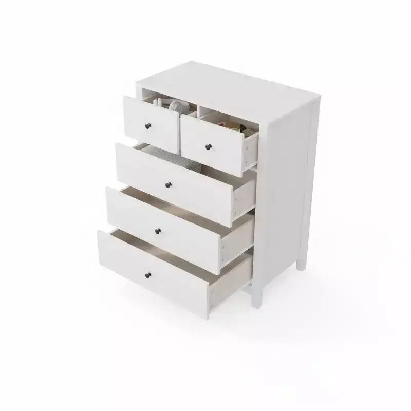 Commode en chêne naturel pour chambre à coucher, commode à 5 tiroirs profonds, commode double moderne en bois pour chambre d'enfant, entrée, couloir