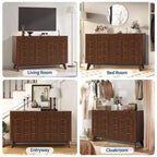 Commode cannelée à 9 tiroirs, chiffonnier en bois avec motif d'onde cannelé, commode de meuble TV moderne, pour chambre à coucher, salon, entrée